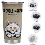 Gepersonaliseerde Leuke Hond Kat Trouble Maker 20oz Tumbler voor Huisdierliefhebber