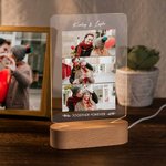 Personalized 1-3 Photos Collage LED Night Light with Wooden Base Valentine's Day Anniversary Gift for Couple