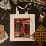 Sac à dos en toile avec nom pour les amoureux des livres.