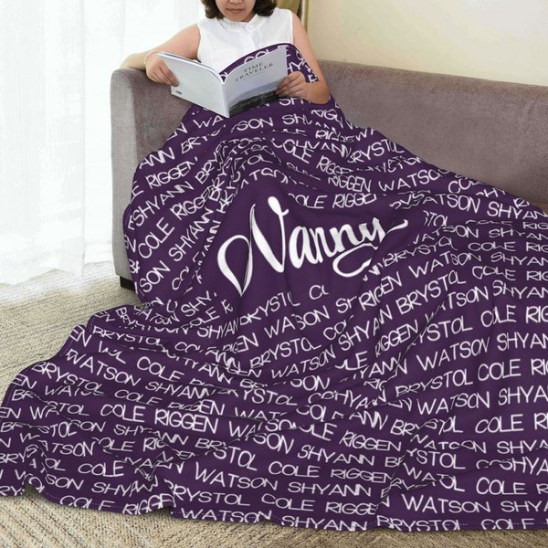 Personalisierte Multi-Color Soft Throw Fleece Family Blanket mit 1-20 Namen Weihnachten Geburtstag Geschenk für Großeltern Familie