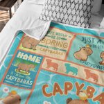 Personalised Capybara Happy Life Cute Animal Blanket with Name Birthday Gift for Capybara Lover