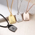 Personligt kärlekshjärtat parhalsband med text Alla hjärtans dag-present för par 2 st