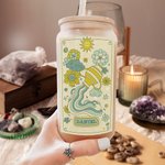 Personalisierte Retro Sternzeichen 20oz mattiertes Glas Becher mit Bambusdeckel und Stroh Geburtstag Astrologie Geschenk für Familie Freund