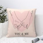 Personalised You & Me Holding Hands Line Art Cushion Throw Pillow Cover Valentine's Day Anniversary Gift for Couple