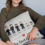 Personalised Family Pyjama Party Theme Pillow Cover Snowflakes Home Decoration Christmas New Year Holiday Gift for Family