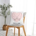Personalised You & Me Holding Hands Line Art Cushion Throw Pillow Cover Valentine's Day Anniversary Gift for Couple