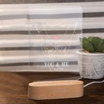 Personalised You & Me Couple Holding Hands Acrylic Plaque with LED Wooden Base Valentine's Day Gift Home Decor for Him Her