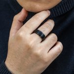 Gepersonaliseerde Zwarte Tungstenen Ring met Inwendige Gravure Tekst Vaderdag Jubileum Valentijnsdag Cadeau voor Mannen