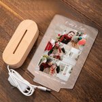 Personalized 1-3 Photos Collage LED Night Light with Wooden Base Valentine's Day Anniversary Gift for Couple