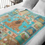 Personalised Capybara Happy Life Cute Animal Blanket with Name Birthday Gift for Capybara Lover
