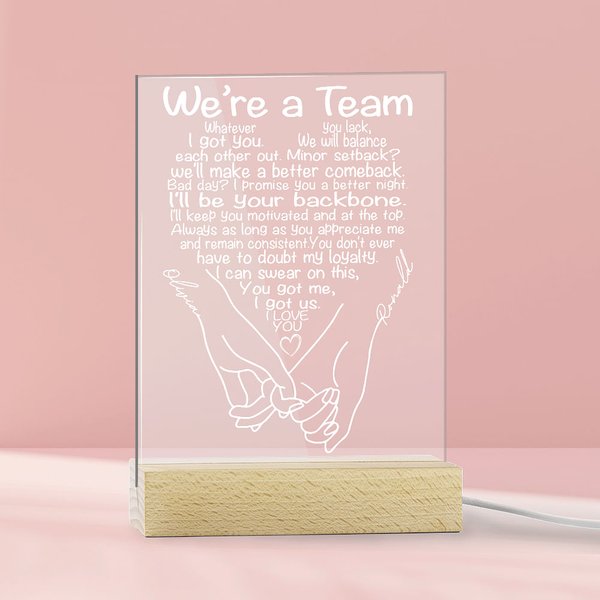 Veilleuse LED arc-en-ciel personnalisée Pinky Promise Love Vows avec socle en bois Décoration d'intérieur Cadeau de Saint-Valentin pour couple