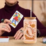 Personalisierte Retro Sternzeichen 20oz mattiertes Glas Becher mit Bambusdeckel und Stroh Geburtstag Astrologie Geschenk für Familie Freund