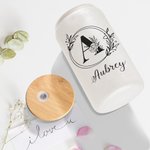Personalisierte Blume Initial 20oz Glasbecher mit Bambusdeckel und Stroh Geburtstag Hochzeit Geschenk für sie