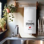 Personalizzato Questo Nonna appartiene a Asciugapiatti in cotone con nome e cuore Decorazione per la cucina Festa della mamma Regalo di inaugurazione 