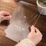 Personalised You & Me Couple Holding Hands Acrylic Plaque with LED Wooden Base Valentine's Day Gift Home Decor for Him Her
