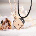 Personligt kärlekshjärtat parhalsband med text Alla hjärtans dag-present för par 2 st