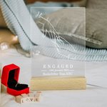 Intercambio de Anillos Personalizado LED Luz de Noche con Base de Madera Decoración Romántica para el Hogar Día de San Valentín Regalo de Compromiso para Pareja