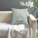 Personalised You & Me Holding Hands Line Art Cushion Throw Pillow Cover Valentine's Day Anniversary Gift for Couple