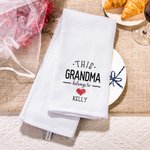 Personalizzato Questo Nonna appartiene a Asciugapiatti in cotone con nome e cuore Decorazione per la cucina Festa della mamma Regalo di inaugurazione 