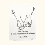 Gepersonaliseerde Handen Houden Lijn Kunst Acryl Plaque Valentijnsdag Verjaardagscadeau Home Decoratie voor Koppel