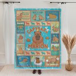 Personalised Capybara Happy Life Cute Animal Blanket with Name Birthday Gift for Capybara Lover