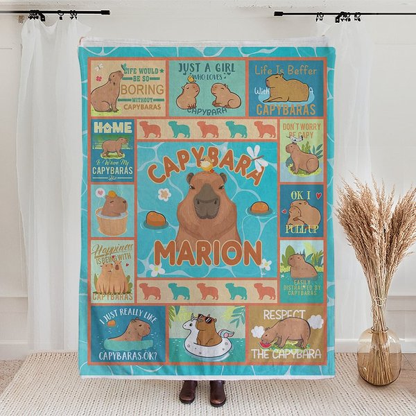 Capybara Blanket with Name Birthday Gift