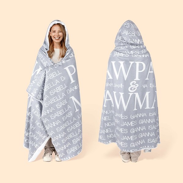 Gepersonaliseerde Zachte Deken met Kap met Namen Verjaardag Kerstcadeau voor Oma Moeder