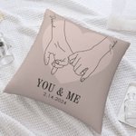 Personalised You & Me Holding Hands Line Art Cushion Throw Pillow Cover Valentine's Day Anniversary Gift for Couple