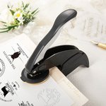 Personalised Farm Highland Cow Theme Book Envelope Embosser Stamp and Storage Bag with Name and Address Wedding Gift for Cow Lover Book Lover