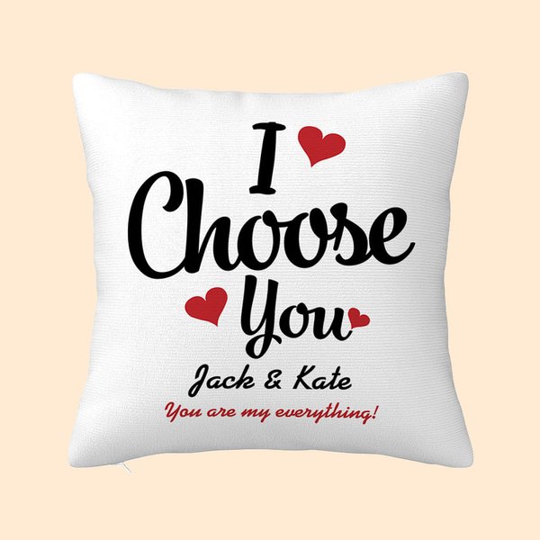 Personalizzato I Choose You Throw Pillow Cover Decorazione per la casa con nome e testo Anniversario Regalo di San Valentino per la persona amata