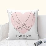 Personalised You & Me Holding Hands Line Art Cushion Throw Pillow Cover Valentine's Day Anniversary Gift for Couple