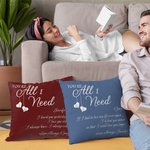 Personalized You're All I Need Throw Pillow Cover with Name and Text Romantic Home Decoration Valentine's Day Gift for Couple