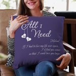 Personalized You're All I Need Throw Pillow Cover with Name and Text Romantic Home Decoration Valentine's Day Gift for Couple