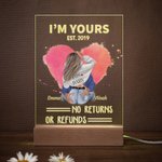 Luce notturna a LED personalizzata con base in legno per San Valentino, regalo di coppia per gli innamorati.