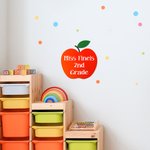 Personalized Teacher Apple Classroom Door Decal Vinyl Stickers with Colourful Font Teacher Appreciation Back to School Gift for Teacher Colleague