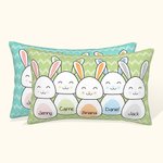 Personalized Easter Bunny Family Throw Pillow Cover with 1-8 Names Easter Gift for Family