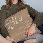 Personalized You're All I Need Throw Pillow Cover with Name and Text Romantic Home Decoration Valentine's Day Gift for Couple