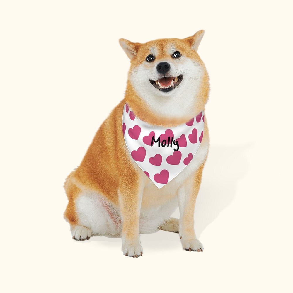 Bandana réversible pour chien avec boucle ajustable et nom, personnalisé et en forme de cœur, pour la Saint-Valentin Cadeau pour l'amoureux des animau