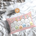 Personalized Easter Bunny Family Throw Pillow Cover with 1-8 Names Easter Gift for Family