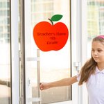 Personalized Teacher Apple Classroom Door Decal Vinyl Stickers with Colourful Font Teacher Appreciation Back to School Gift for Teacher Colleague