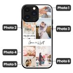 Coque pour iPhone Personnalisée avec Nom Date et 6 Photos Cadeau Anniversaire Saint-Valentin pour Couples