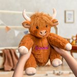 Personalized Stuffed Highland Cow Plush Toy with Name Baby Shower Birthday Gift for Baby Kids
