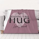 Gepersonaliseerde Sending A Big Hug Fleece Deken met Naam en Tekst Valentijnsdag Cadeau voor Paar