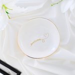 Personalised Ceramic Ring Plate Jewellery Dish with Gold Rim And Names Valentine's Engagement Wedding Gift for Couple