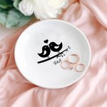 Piatto portagioie personalizzato in ceramica Lovebirds con iniziali Regalo di nozze di San Valentino per lei