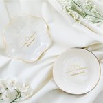 Personalised Ceramic Ring Plate Jewellery Dish with Gold Rim And Names Valentine's Engagement Wedding Gift for Couple