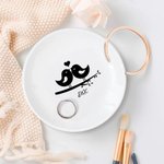 Piatto portagioie personalizzato in ceramica Lovebirds con iniziali Regalo di nozze di San Valentino per lei