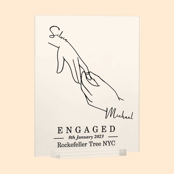 Personalisierte Wearing Ring Linie Kunst Acryl Plaque Home Dekoration Valentinstag Engagement Geschenk für Paar