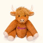 Personalized Stuffed Highland Cow Plush Toy with Name Baby Shower Birthday Gift for Baby Kids