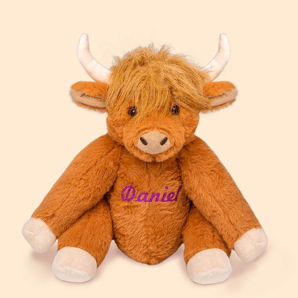 Peluche Vaca Highland Personalizado con Nombre Baby Shower Regalo de Cumpleaños para Bebé Niños